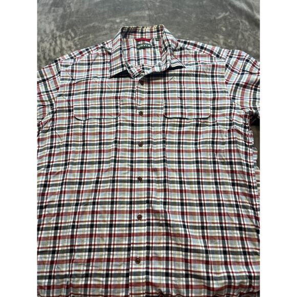 Orvis Plaid Long Sleeve Button Down Shirt (Men's XL) Red/White - Picture 1 of 6